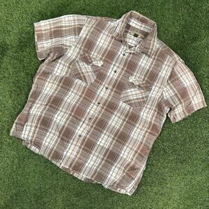 Y2K Short Sleeve Button up Flannel Shirt